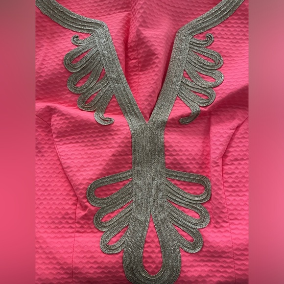 Lilly Pulitzer shift dress Janine neon pink gold details - Picture 7 of 12